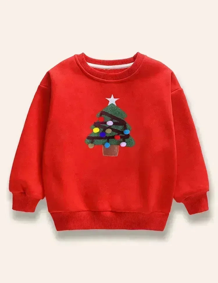 Christmas Tree Appliqué Family Matching Sweatshirt