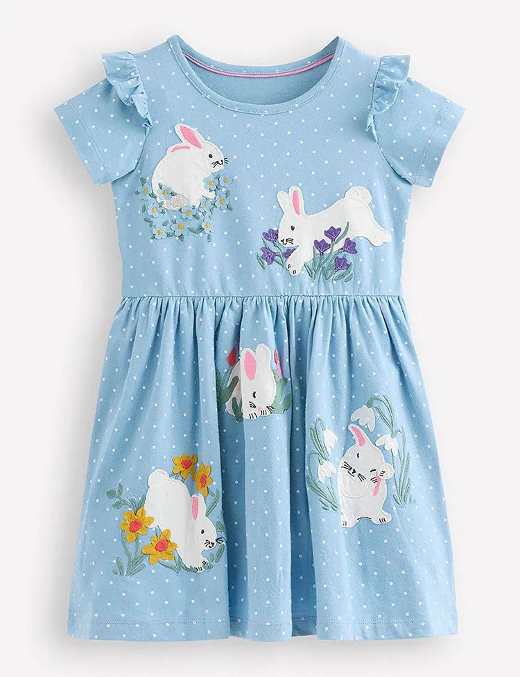 Cute Rabbit Applique Dress