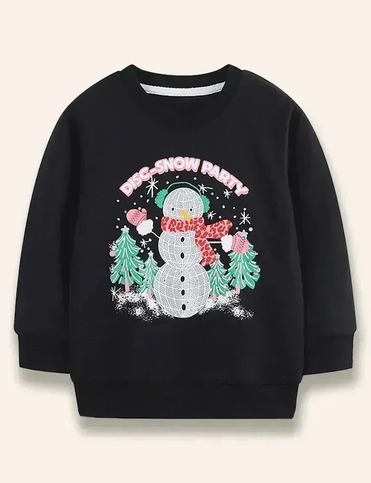Christmas Disc-Snow Party Printed Sweatshirt