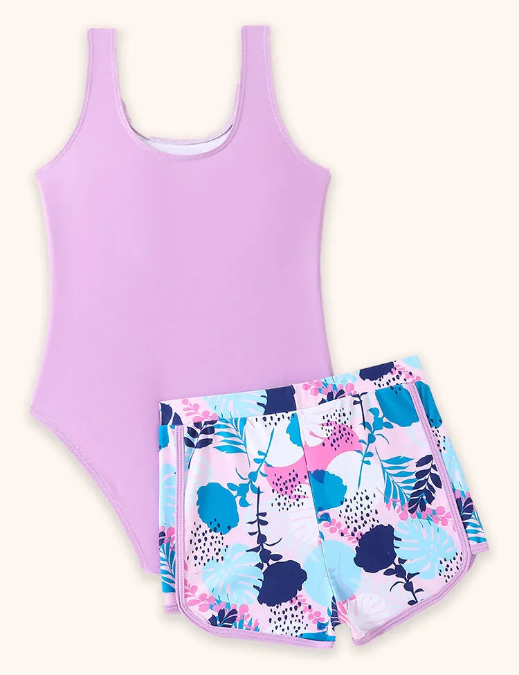 Leaf Printed Swimsuit Set