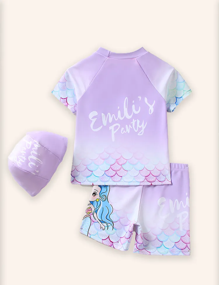 Mermaid Print Split Swimsuit Set