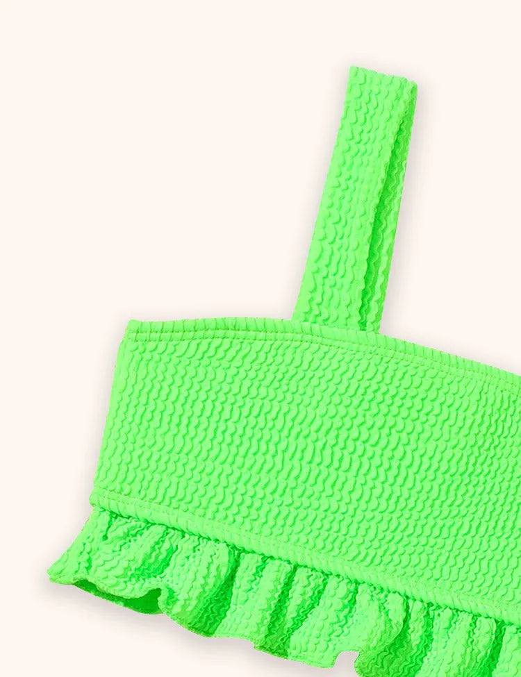 Fluorescent Color Split Swimsuit