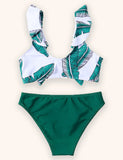 Leaf Printed Split Swimsuit Set