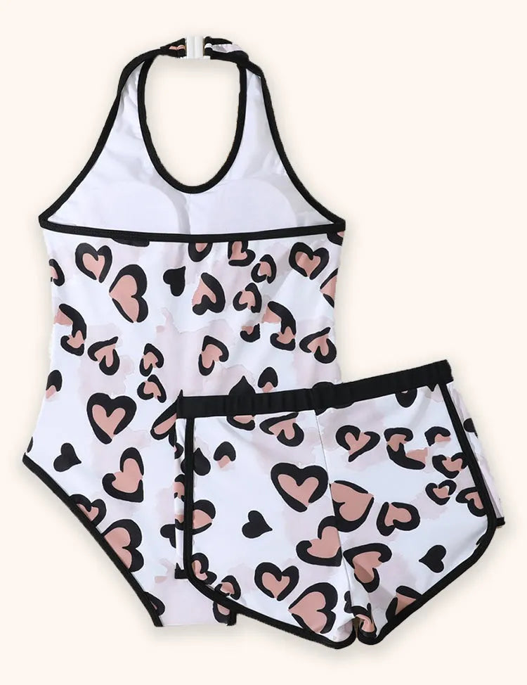 Heart Printed Swimsuit Set
