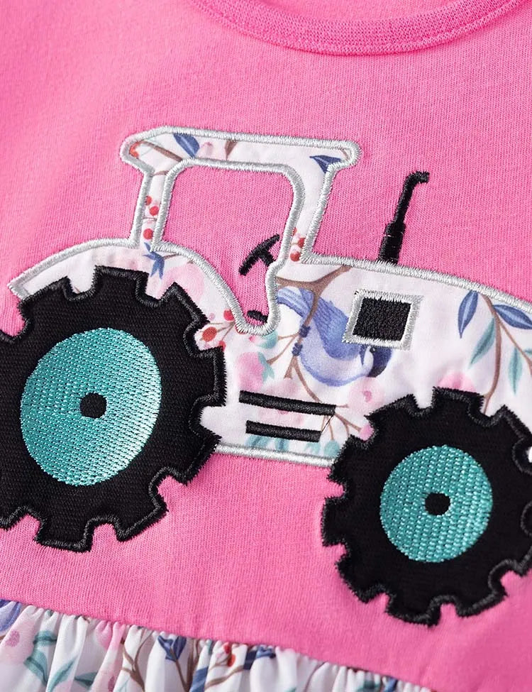 Cartoon Car Applique Dress