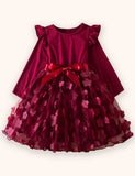 3D Flower Long Sleeve Tulle Dress