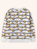 Cartoon Excavator Printed Sweatershirt