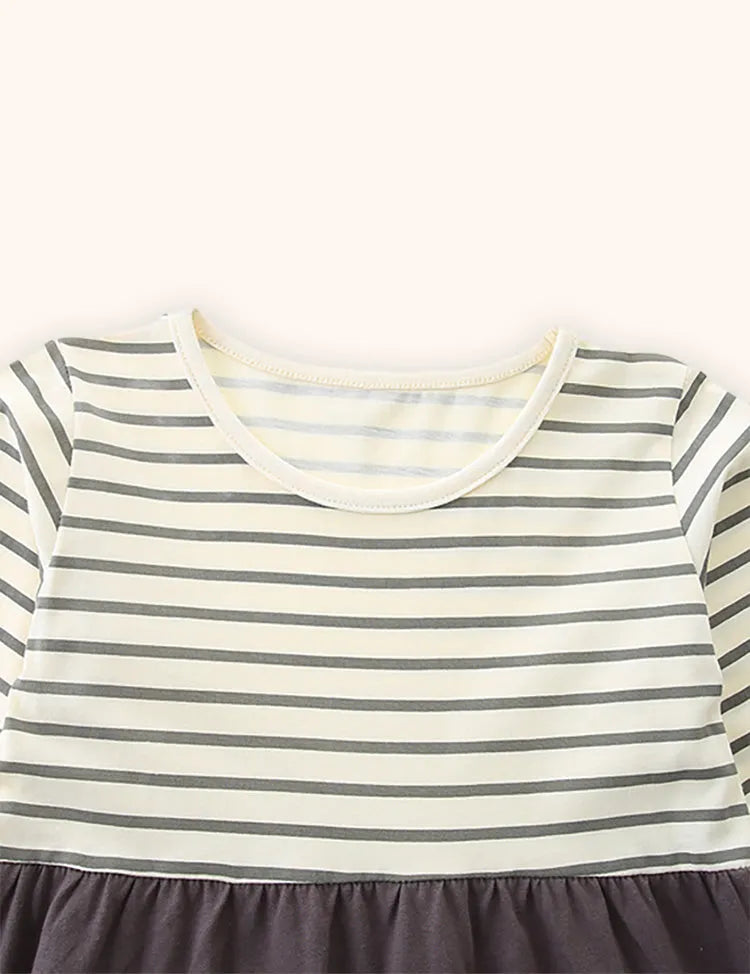 Kitten Applique Striped Dress