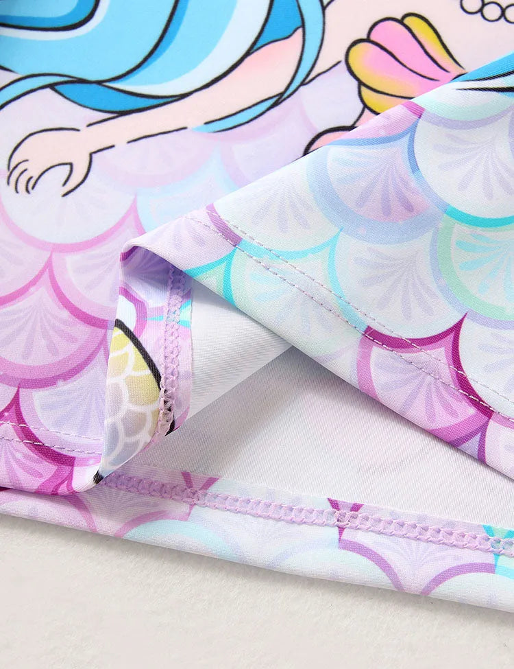 Mermaid Print Split Swimsuit Set