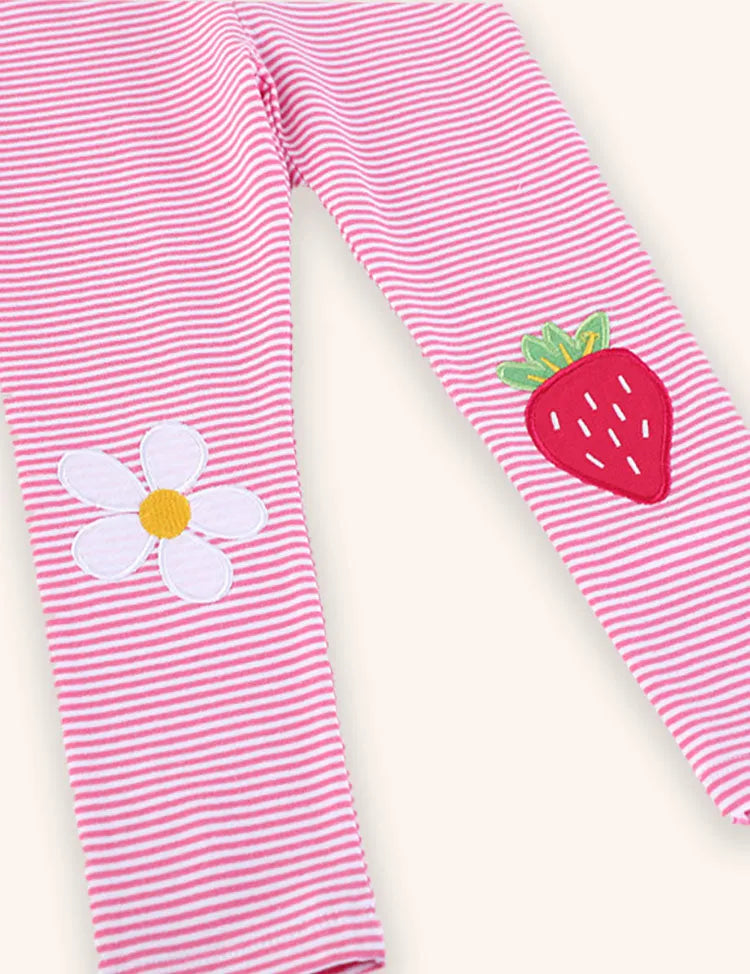 Strawberry Striped Applique Leggings