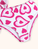 Heart Printed Split Bikini Swimsuit