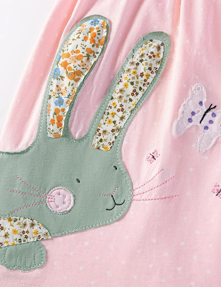 Cute Rabbit Applique Dress