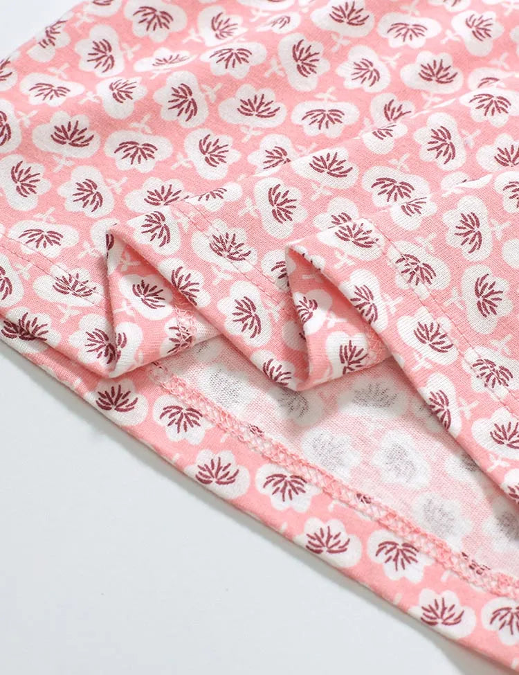 Flower Printed Puff Sleeve Cotton T-shirt