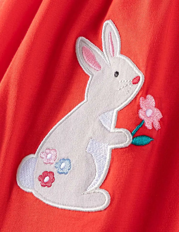 Cartoon Bunny Qpplique Dress