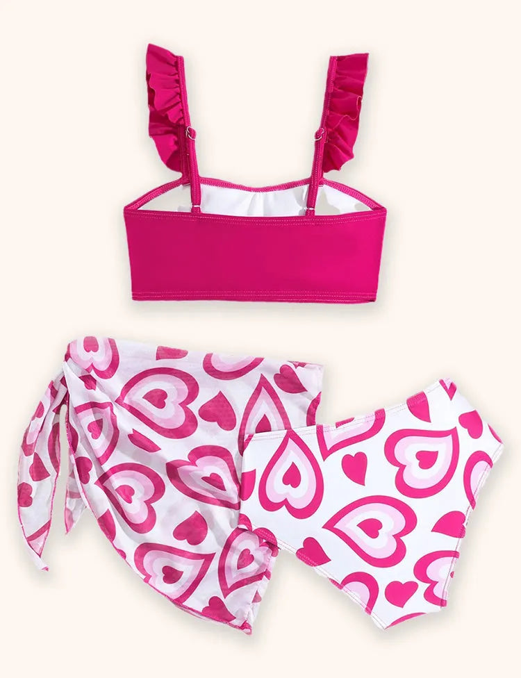 Heart Printed Split Bikini Swimsuit
