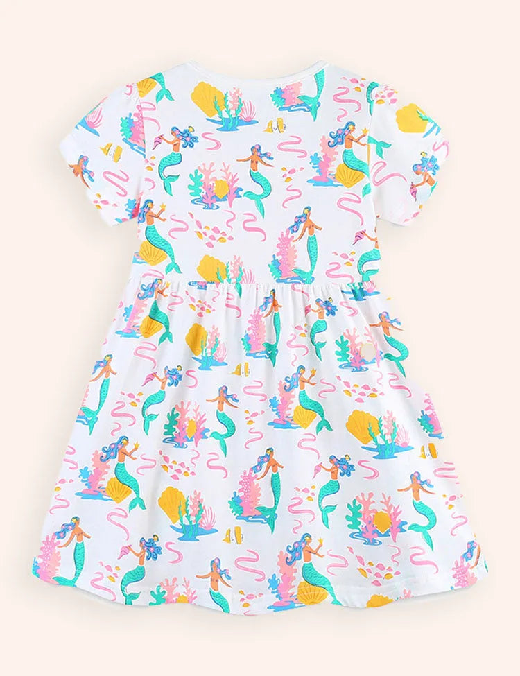 Mermaid Full Printed Cotton Dress