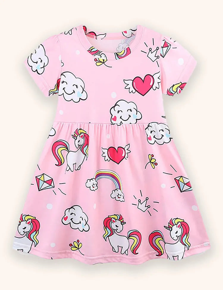 Cartoon Cloud Printed Dress