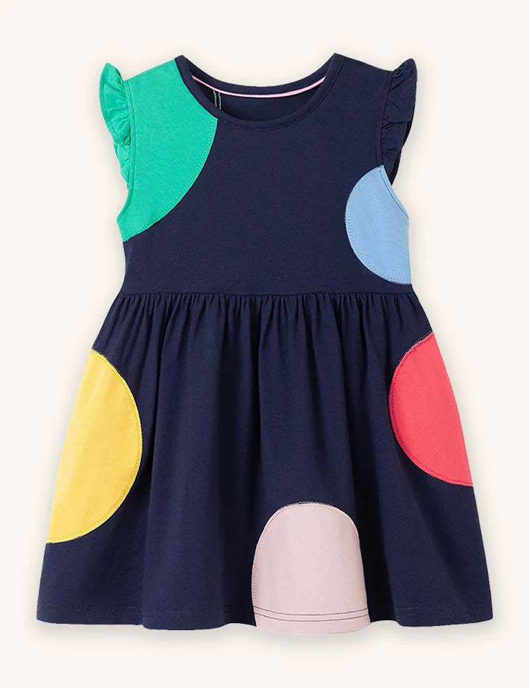 Color Polka Dot Applique Dress