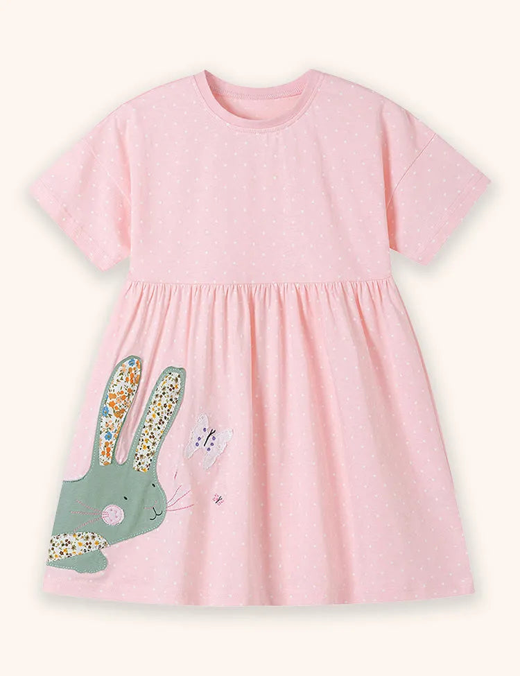 Cute Rabbit Applique Dress