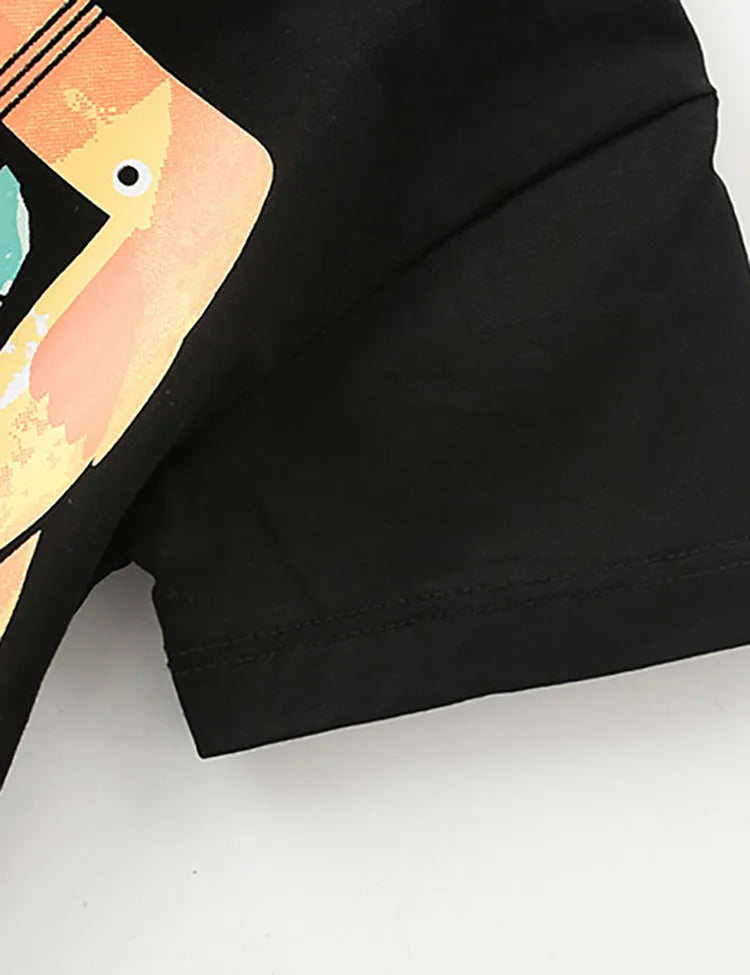 Cartoon Animal Printed T-shirt Set