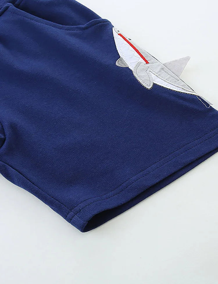Cartoon Shark Applique Shorts