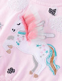 Flying Unicorn Appliqué Sequined Tulle Dress