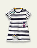 Cartoon Cat Striped Dress - Mini Taylor