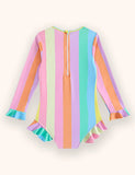 Rainbow Striped Long Sleeve Swimsuit