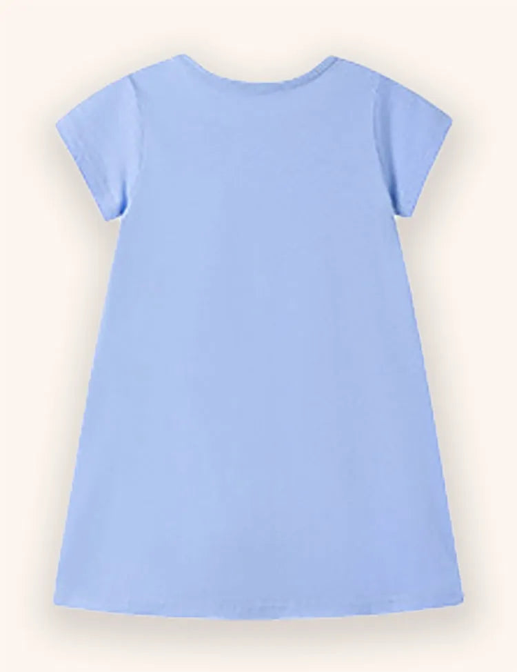 Cartoon Unicorn Applique Dress