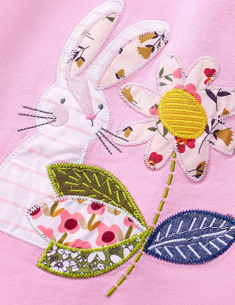 Floral Bunny Appliqué Dress