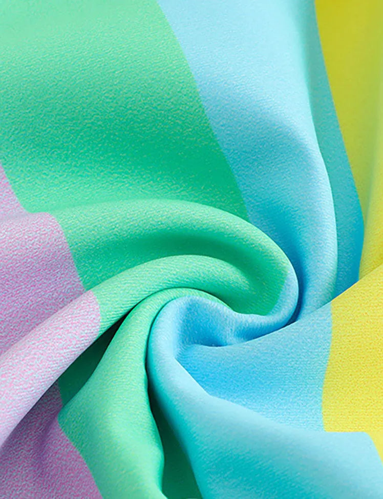 Rainbow Striped Long Sleeve Swimsuit