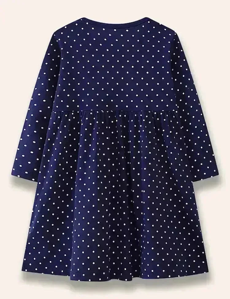 Christmas Santa Claus&Unicorn Appliqué Dotted Dress