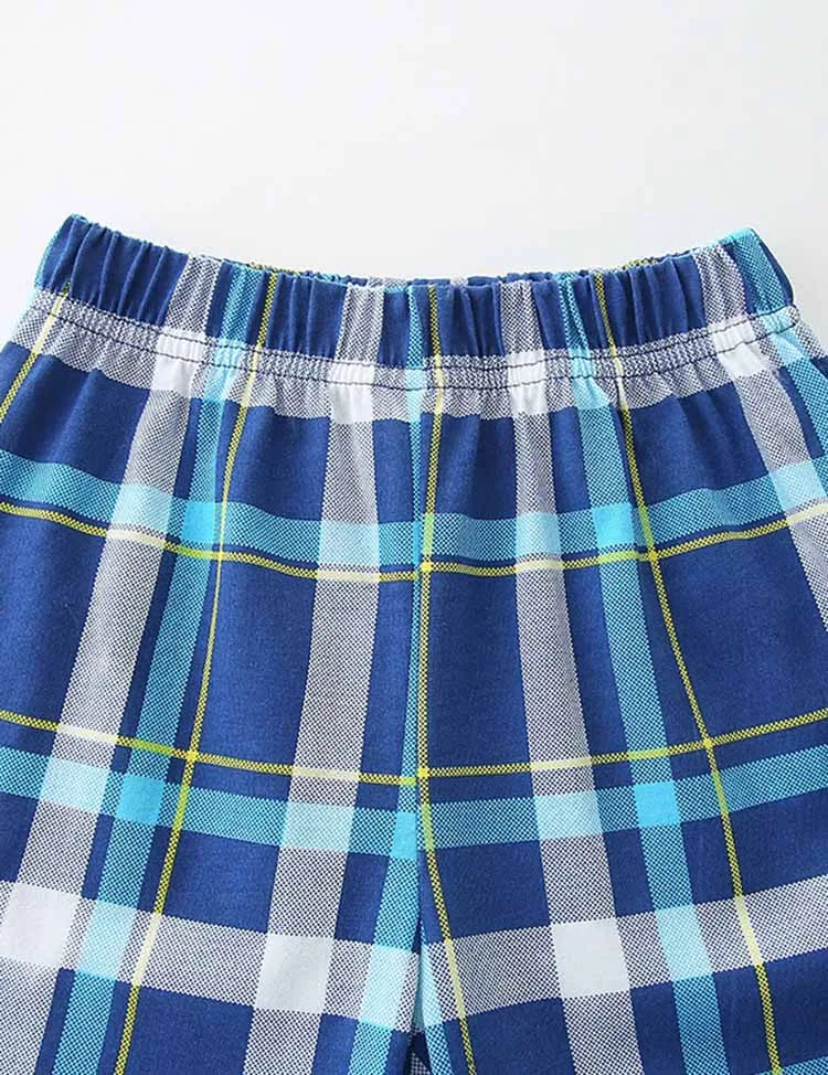 Excavator Plaid Print T-Shirt And Shorts Set