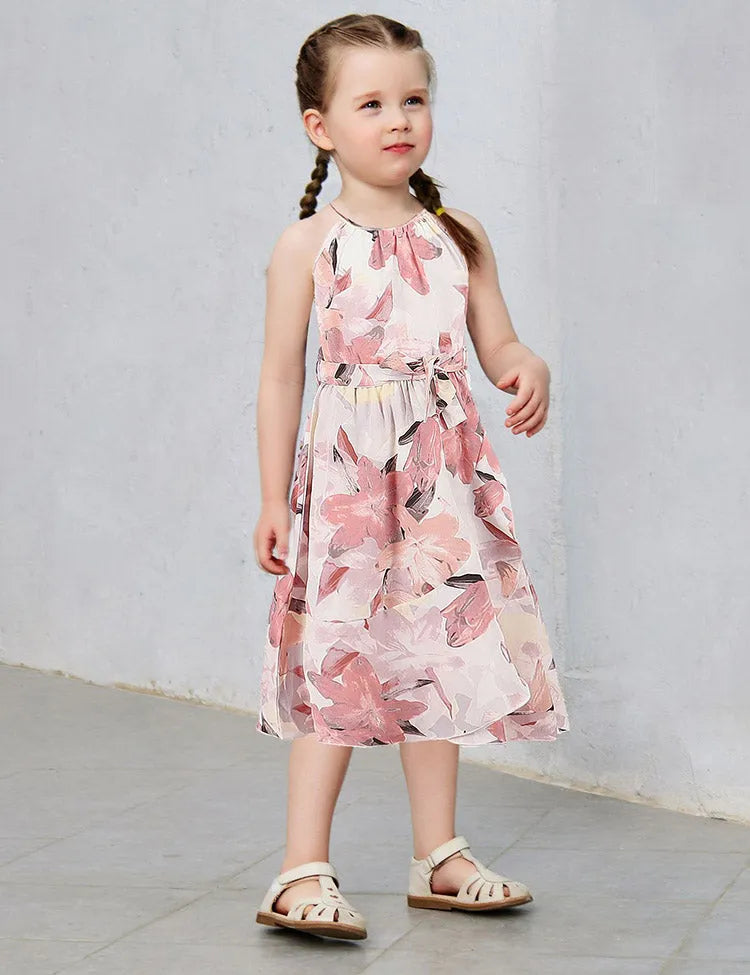Mom&Me Neck Strap Vacation Floral Dress