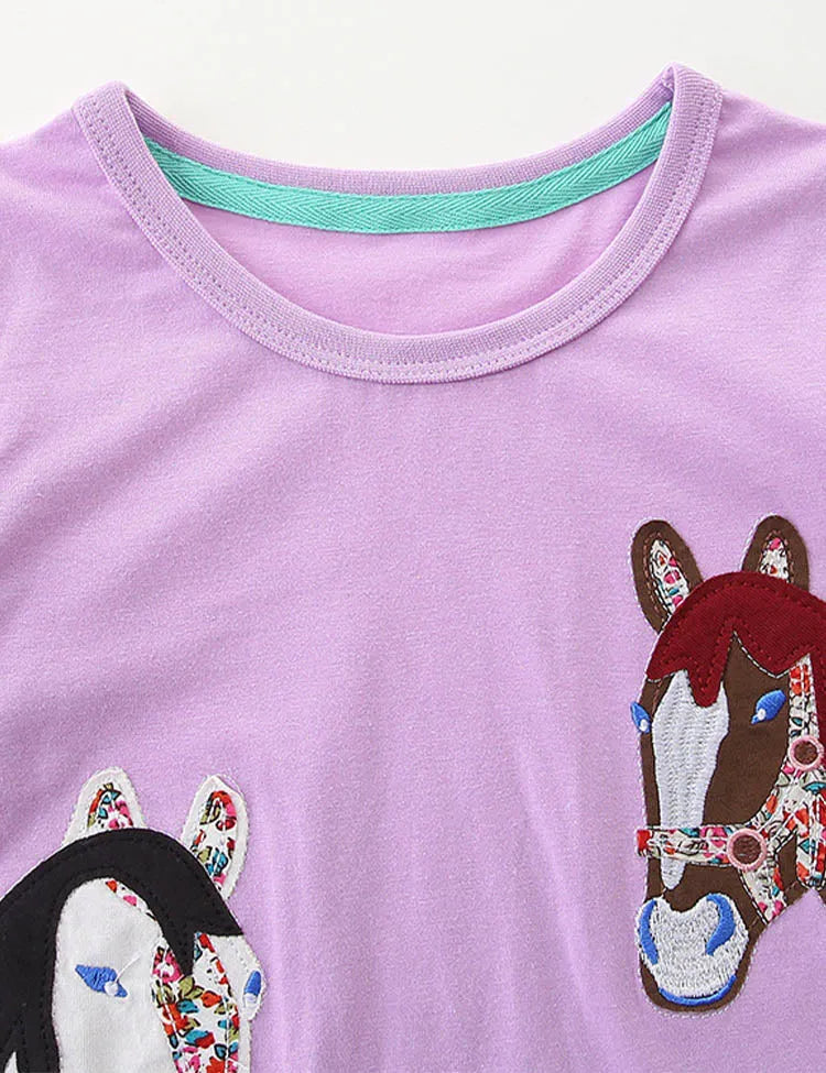Floral Horse Appliqué Dress