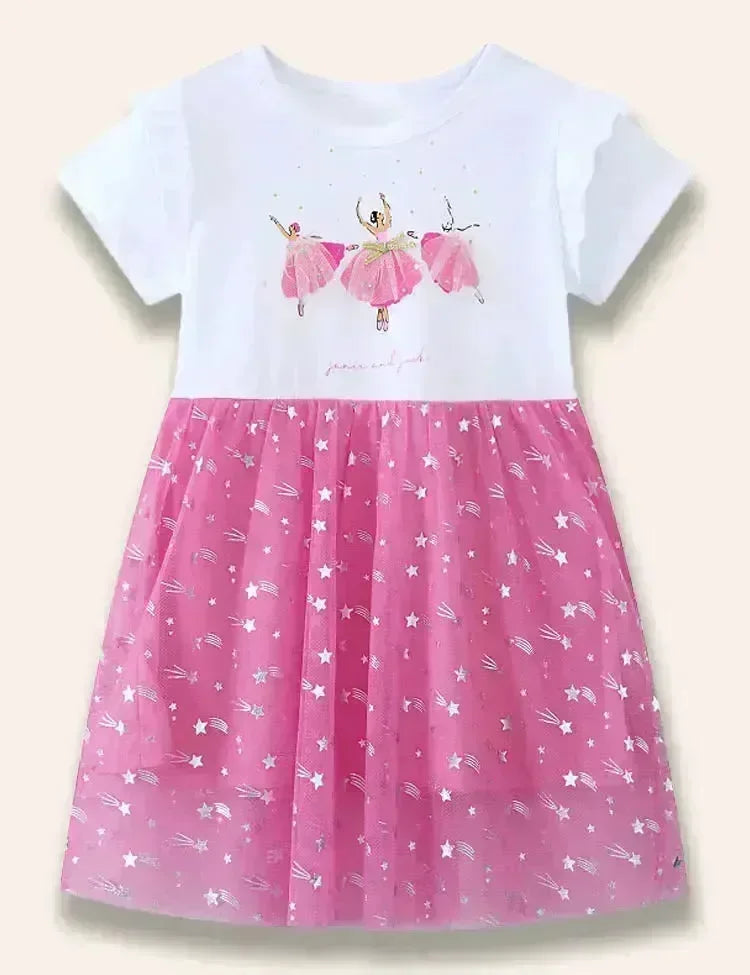 Ballet Girl Ruffled Starry Tulle Dress