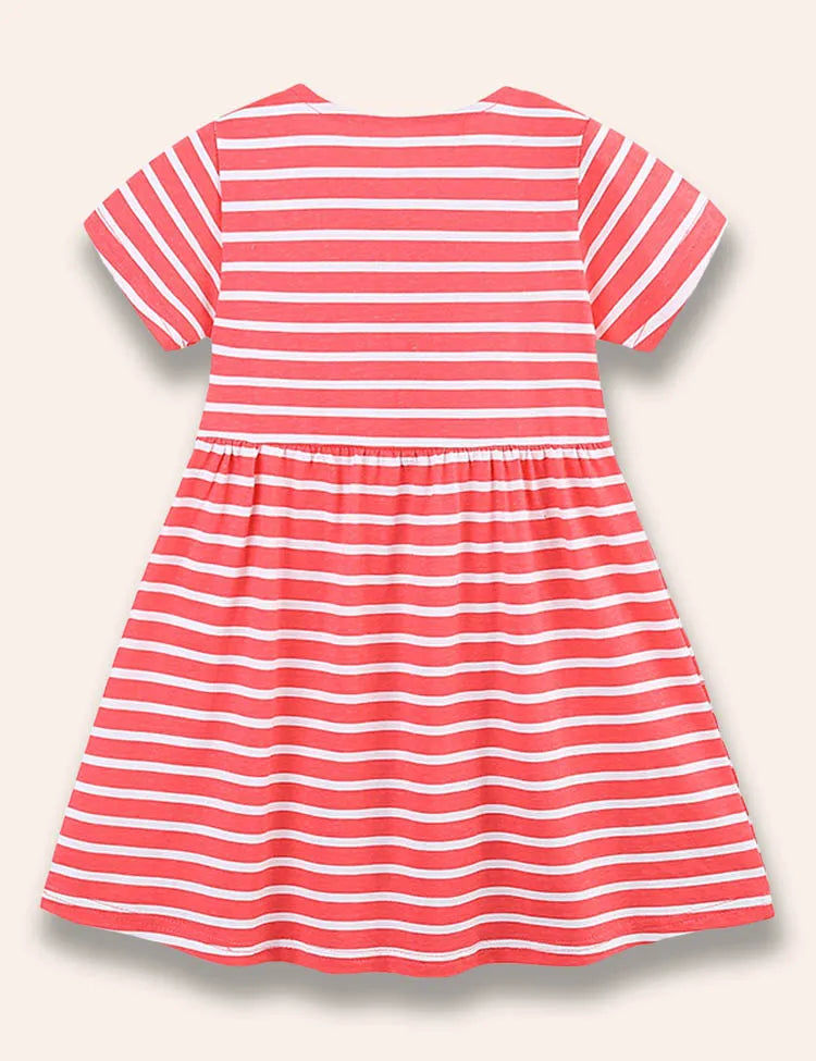 Penguin Appliqué Striped Dress