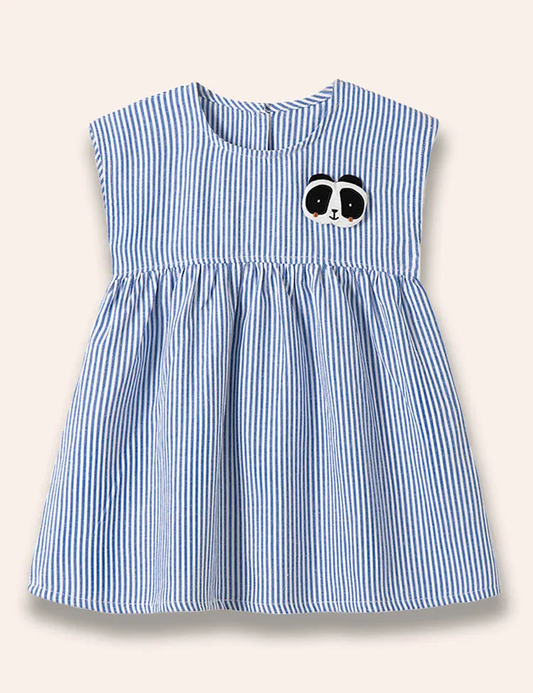 Cute Panda Striped Vest Dress