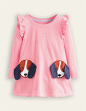 Fun Pocket Puppy Appliqué Dress