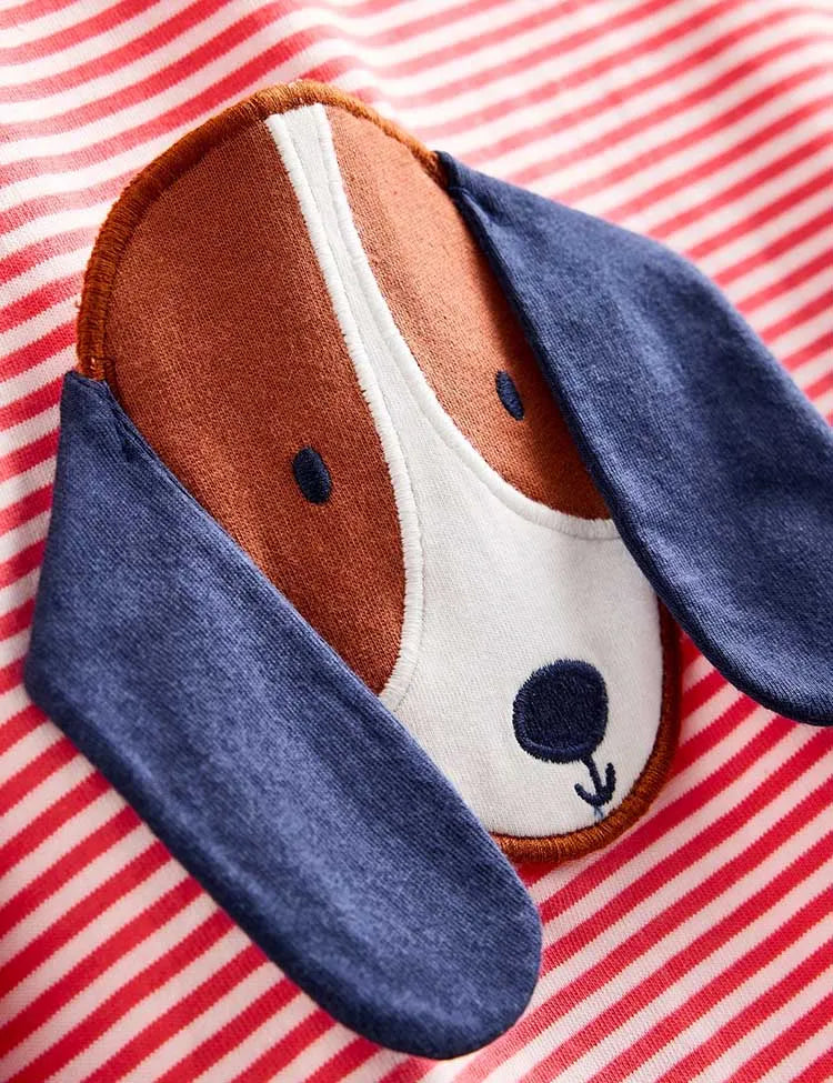 Fun Pocket Puppy Appliqué Dress