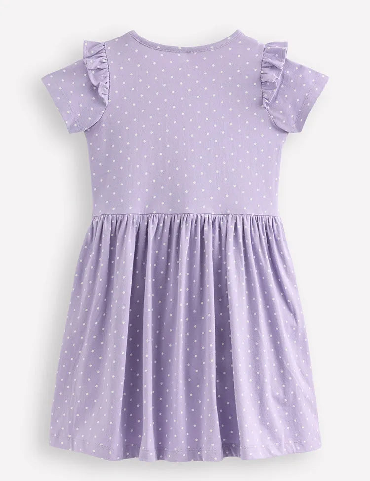 Cute Cat Applique Cotton Dress