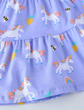 Unicorn Printed Ruffled Dress