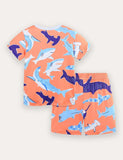 Whale Print Short Sleeve T-Shirt and Shorts Set