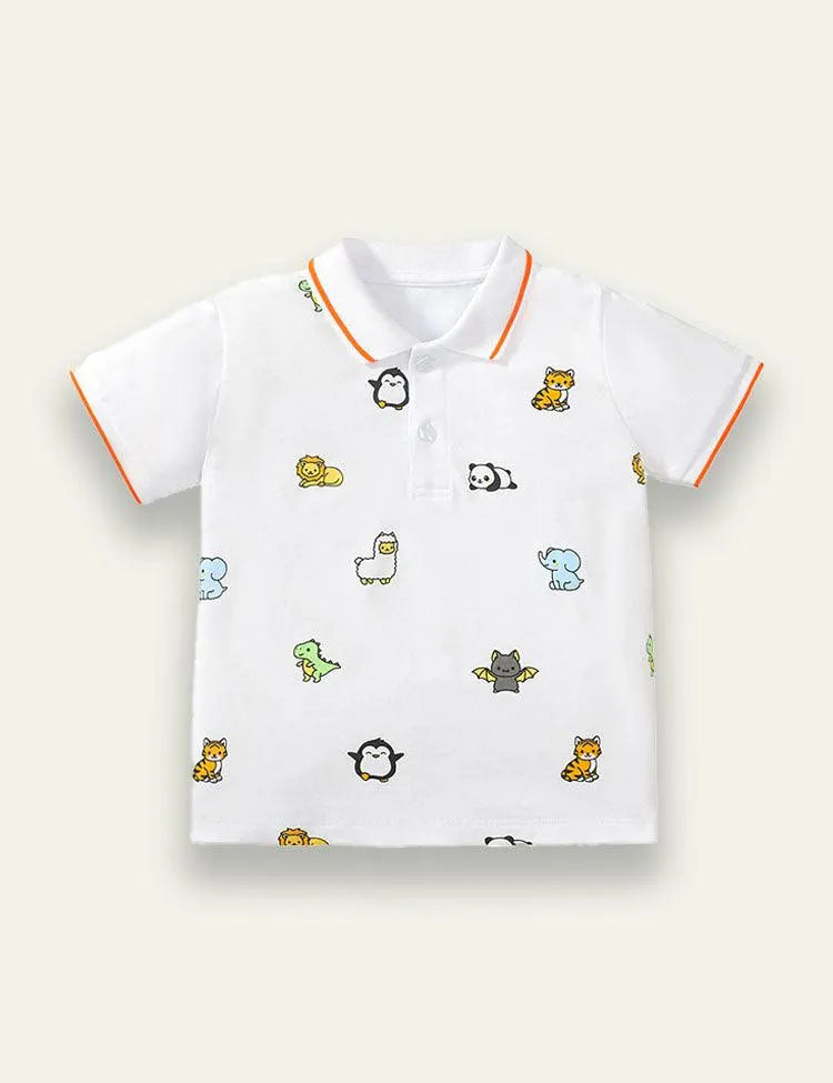 Cartoon Animal Printed Polo T-shirt - Mini Taylor