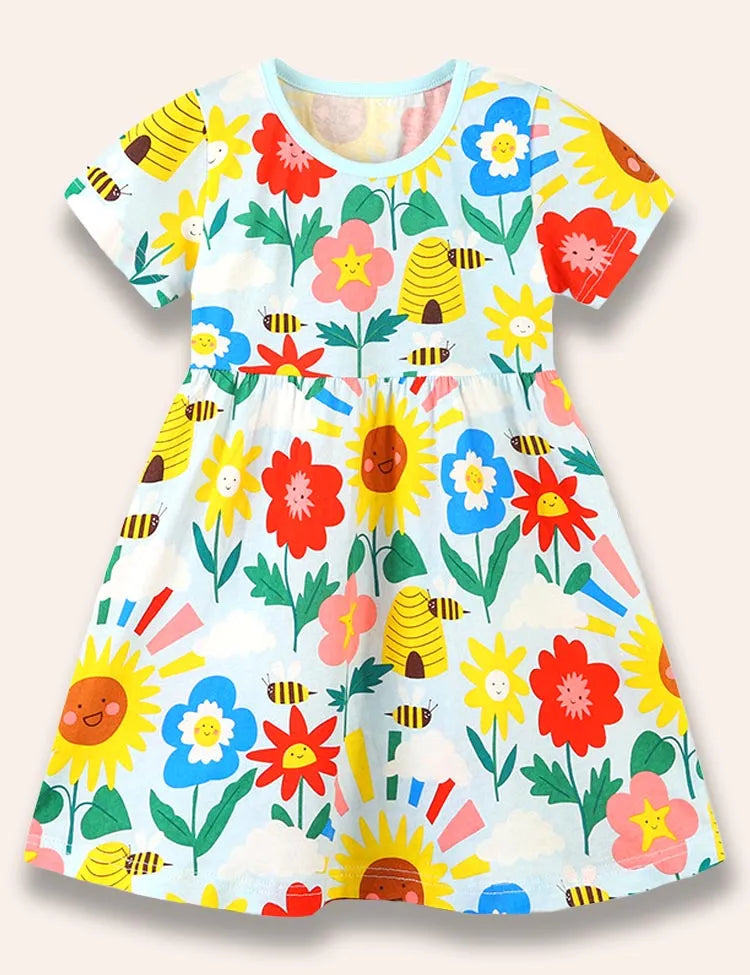 Flower Bee Printed Dress