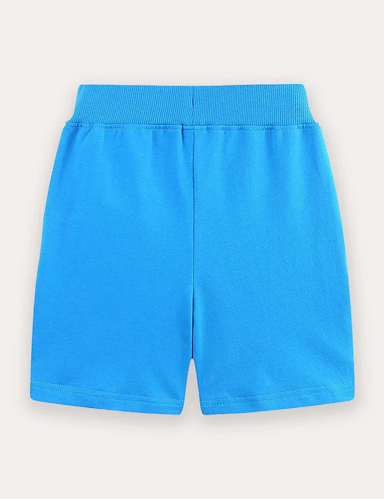 Fish Embroidered Cotton Shorts