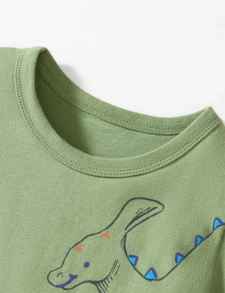 Dinosaur Print Short Sleeve T-Shirt and Shorts Set