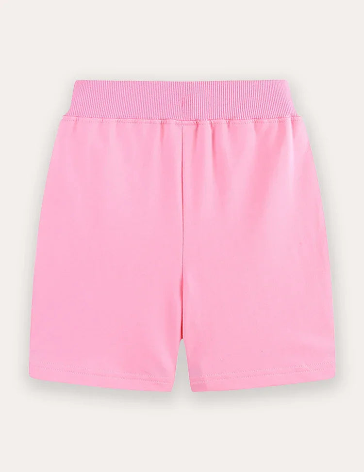 Flower Embroidered Cotton Shorts