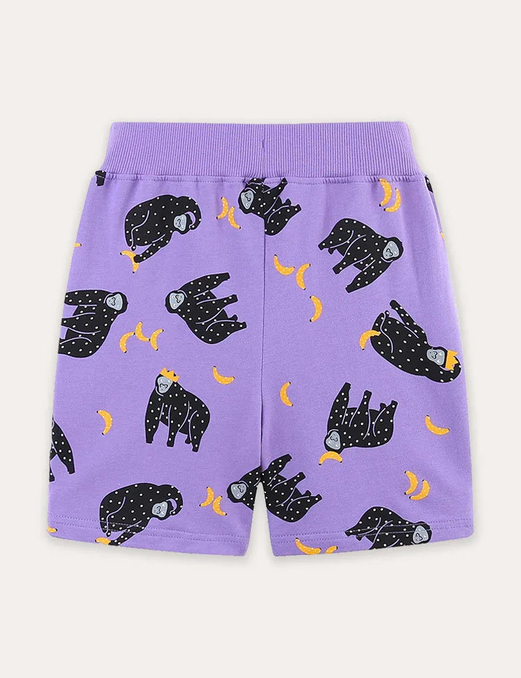Orangutan Printed Cotton Shorts