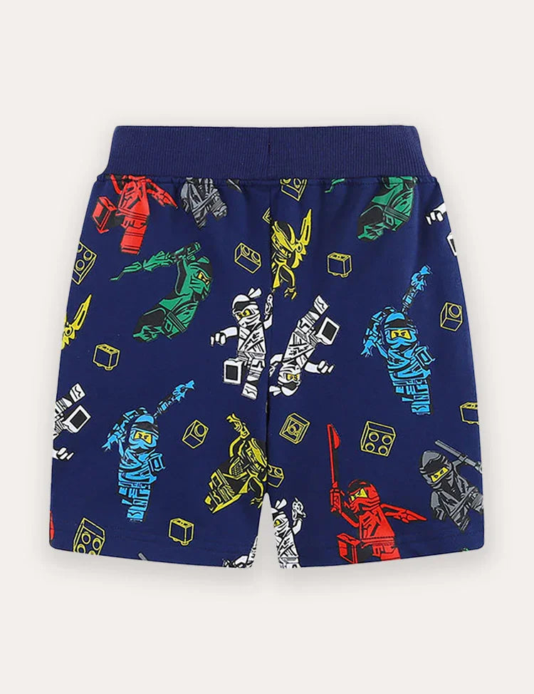 Cartoon Printed Cotton Shorts